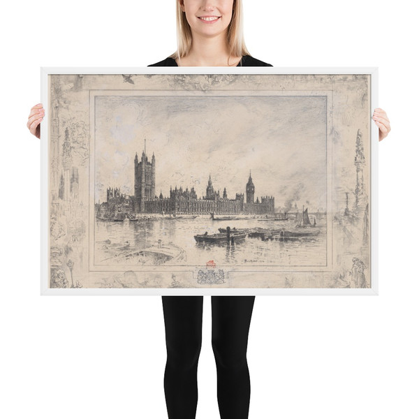 Westminster Palace - Félix-Hilaire Buhot - 1884 - Photo Paper Framed Poster Museum quality 7738138
