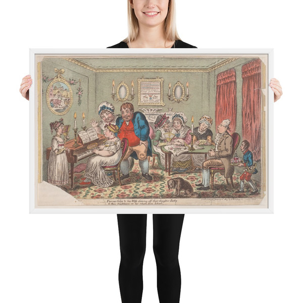 Farmer Giles and His Wife Showing Off Their Daughter Betty to Their Neighbours on her Return from School - James Gillray - January 1, 1809 - Photo Paper Framed Poster Museum quality 7747194