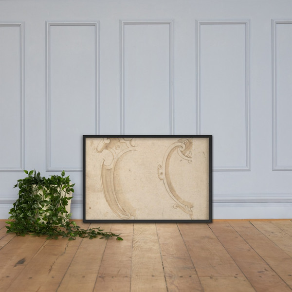 Design for Two Cartouches - Anonymous, French, 16th century - 16th century - Matte Paper Framed Poster Museum quality 7743107