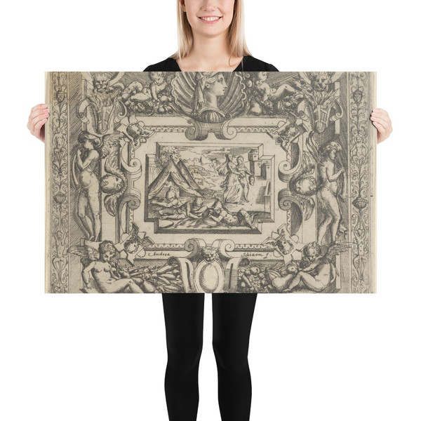 Judith and maidservant with the head of Holofernes, set within an elaborate frame - Battista Angolo del Moro - ca. 1540–80 - Photo Paper Poster Museum quality 7741538