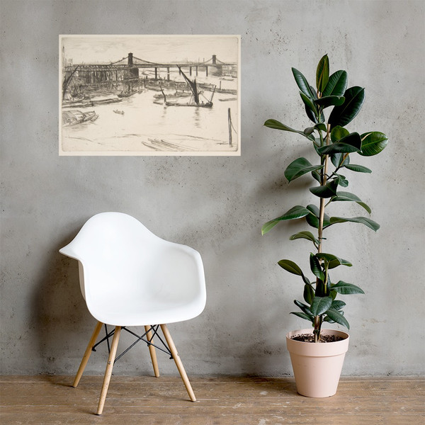 Old Hungerford Bridge - James McNeill Whistler - 1861 - Paper Poster Museum quality 7741825