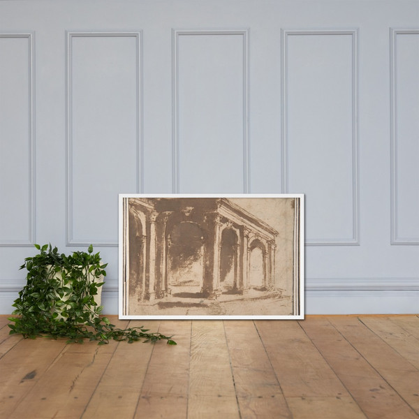 Loggia - Anonymous, Italian, Roman-Bolognese, 17th century - 17th century - Matte Paper Framed Poster Museum quality 7745934