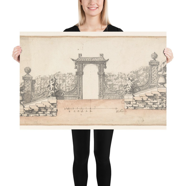 Design for an Ornamental Doorway Leading to a Garden - Anonymous, French, 18th century - 18th century - Paper Poster Museum quality 7743680