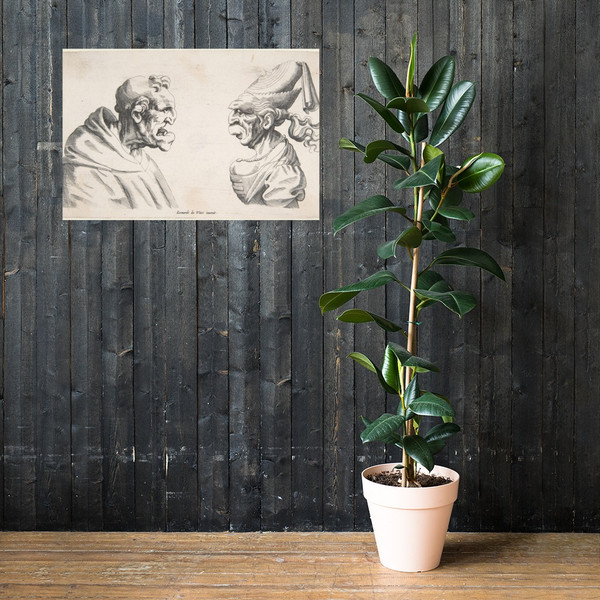 Two Grotesque Heads - Anonymous, Netherlandish, 17th century - 1640s - Photo Paper Poster Museum quality 7741517