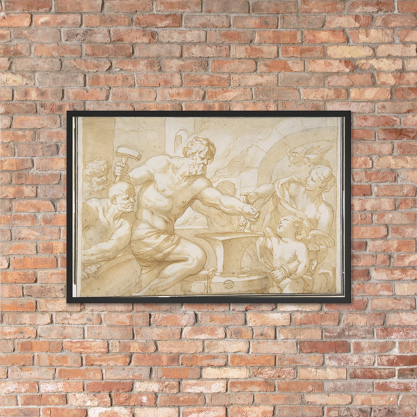 Venus and Cupid in Vulcan's Forge - Domenico Piola - 1627–1703 - Matte Paper Framed Poster Museum quality 7745367