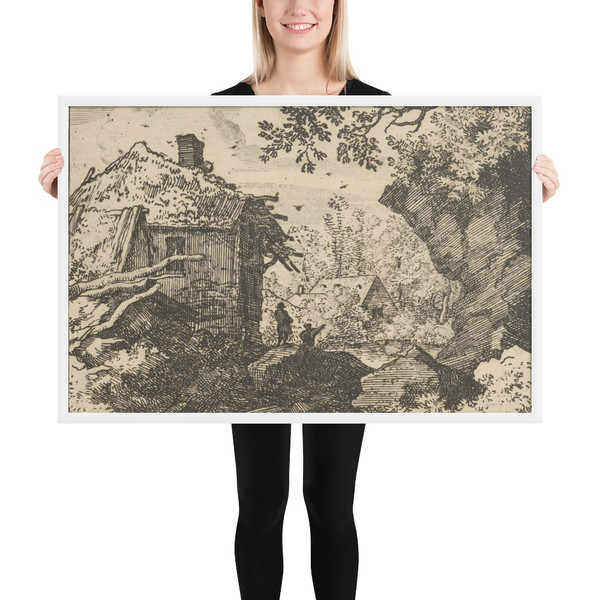 The Straw Hut Seen from Behind - Allart van Everdingen - Matte Paper Framed Poster Museum quality 7739193