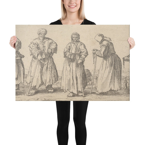 Men and women beggars - Wenceslaus Hollar - 1630 - Canvas Museum quality 7739994