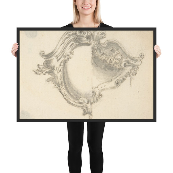 Two Variant Half Designs for a Cartouche - Anonymous, Italian, Piedmontese, 18th century - 1700–1780 - Photo Paper Framed Poster Museum quality 7745545