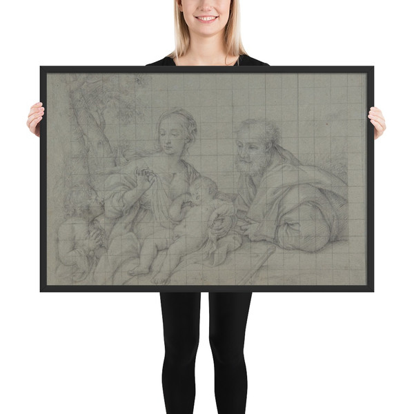 The Holy Family with the Infant Saint John the Baptist - Sassoferrato (Giovanni Battista Salvi) - 1609–85 - Photo Paper Framed Poster Museum quality 7744091