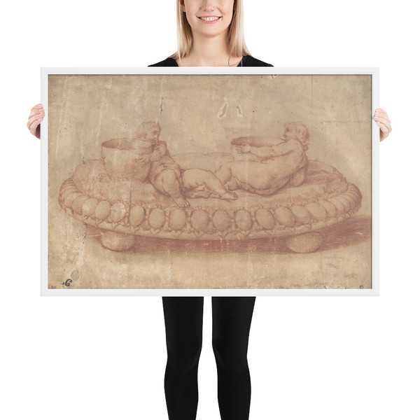 Design for a Saltcellar with Putti - Anonymous, Italian, 16th century - 16th century - Photo Paper Framed Poster Museum quality 7738365