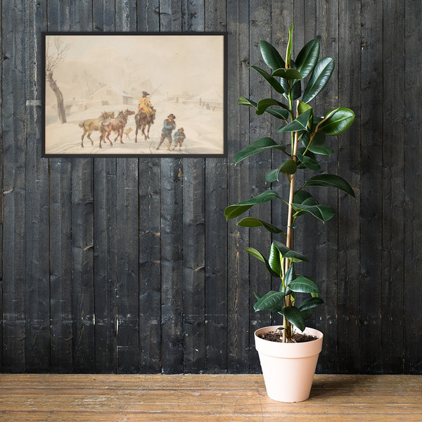 Postilion on Horse in a Winter Landscape - Wilhelm von Kobell - ca. 1798 - Matte Paper Framed Poster Museum quality 7740234