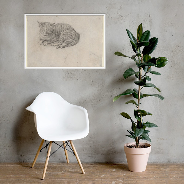 Study of a Sleeping Cat - Jan Miel - mid-17th century - Photo Paper Framed Poster Museum quality 7723734