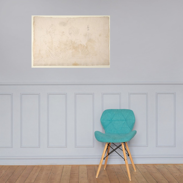 River God (Tigris), sketch (recto) blank (verso) - Anonymous, French, 16th century - early to mid-16th century - Paper Poster Museum quality 7740765