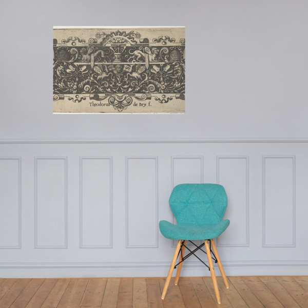 Frieze with a Putto Holding a Platform - Theodor de Bry - 1580–1600 - Photo Paper Poster Museum quality 7737447