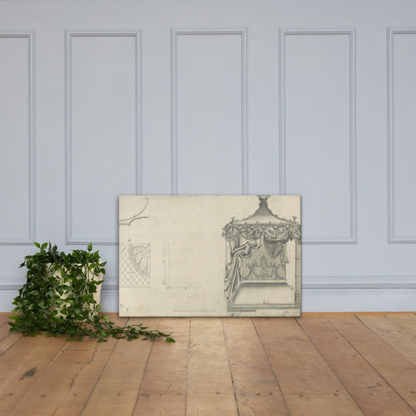 Canopy Bed, in Chippendale Drawings, Vol. I - Thomas Chippendale - 1753 - Canvas Museum quality 7747993