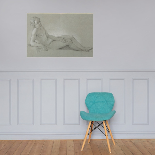 Study of a Reclining Female Nude - Charles Antoine Coypel - 1710–50 - Paper Poster Museum quality 7738294