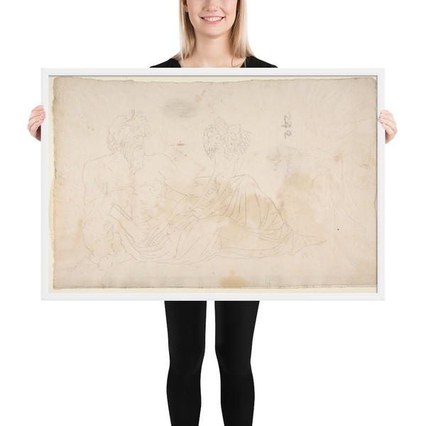 River God (Tigris), sketch (recto) blank (verso) - Anonymous, French, 16th century - early to mid-16th century - Photo Paper Framed Poster Museum quality 7740792