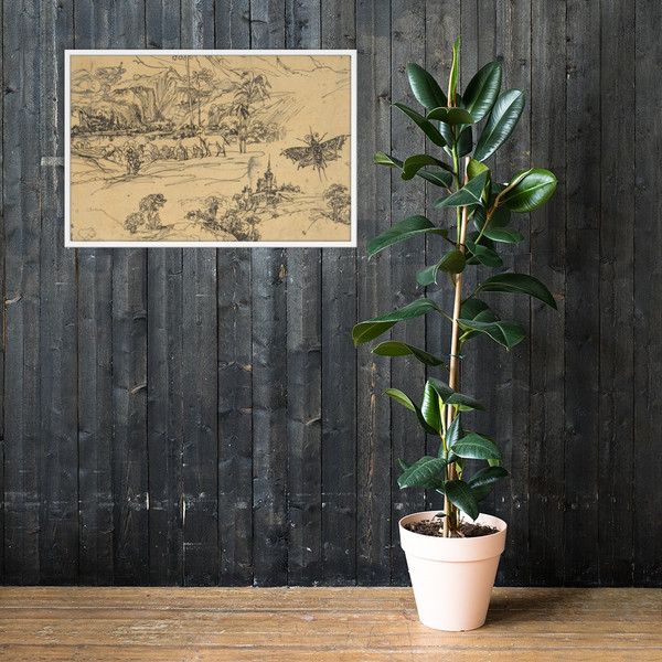 Two Landscapes - Rodolphe Bresdin - Photo Paper Framed Poster Museum quality 7744130