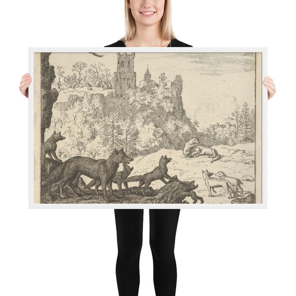 Renard Leaves with the badger from Hendrick van Alcmar's Renard The Fox - Allart van Everdingen - 1650–75 - Matte Paper Framed Poster Museum quality 7725038