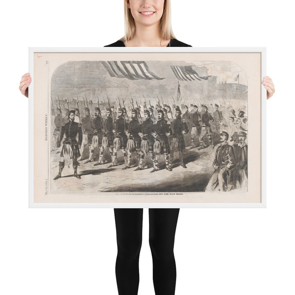 The Seventy Ninth Regiment (Highlanders), New York State Militia (Harper's Weekly) - Winslow Homer - May 25, 1861 - Photo Paper Framed Poster Museum quality 7740633