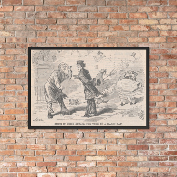 Scene in Union Square On a March Day (Harper's Weekly, Vol. IV) - Winslow Homer - April 7, 1860 - Photo Paper Framed Poster Museum quality 7723605