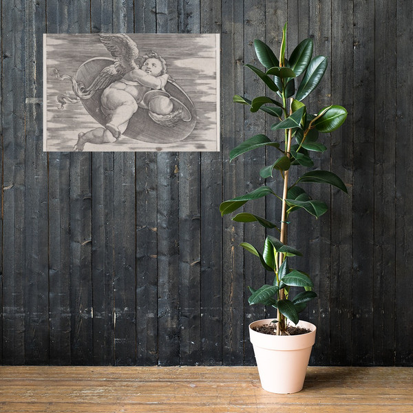 Eros Stealing Man's Shield - Agostino Veneziano (Agostino dei Musi) - ca. 1514–36 - Photo Paper Poster Museum quality 7745146