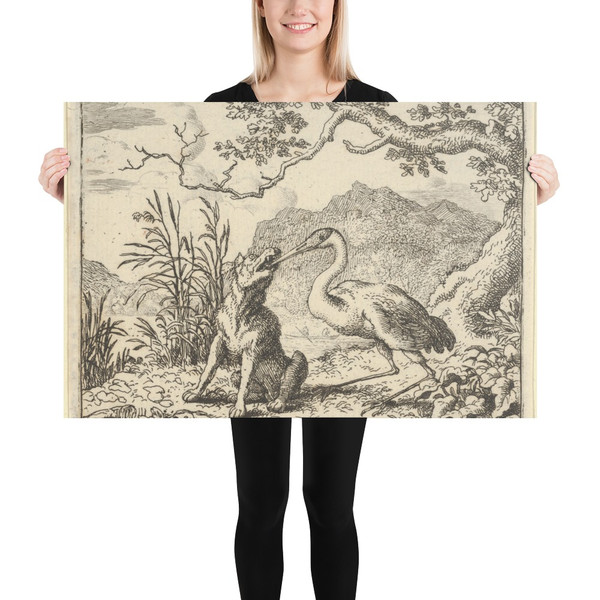 The Stork Removes a Bone from the Wolf's Throat from Hendrick van Alcmar's Renard The Fox - Allart van Everdingen - 1650–75 - Photo Paper Poster Museum quality 7747484