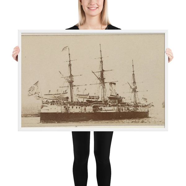 Aquidaban, Brazil, from the Famous Ships series (N50) for Virginia Brights Cigarettes - Allen & Ginter - 1895 - Photo Paper Framed Poster Museum quality 7724339