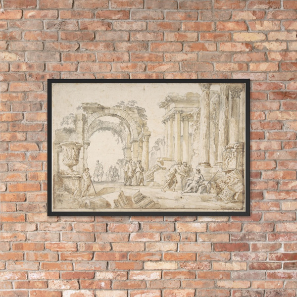 Figures in Classical Ruins - Giovanni Paolo Panini - 1691–1765 - Matte Paper Framed Poster Museum quality 7745414