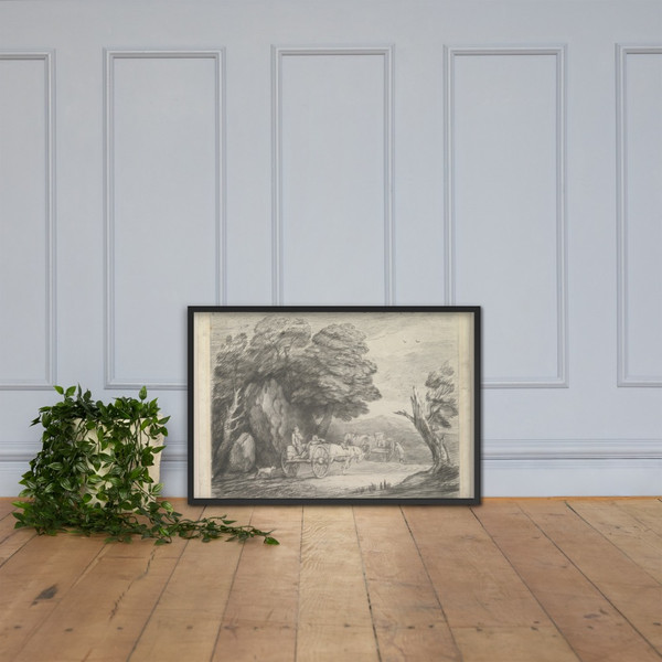 Wooded Landscape with Two Country Carts and Figures - Thomas Gainsborough - August 1, 1797 - Matte Paper Framed Poster Museum quality 7742430