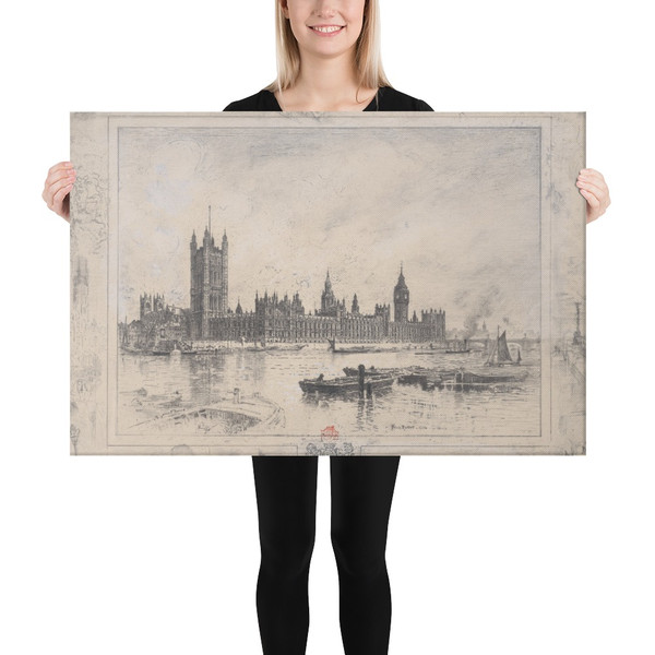 Westminster Palace - Félix-Hilaire Buhot - 1884 - Canvas Museum quality 7738120
