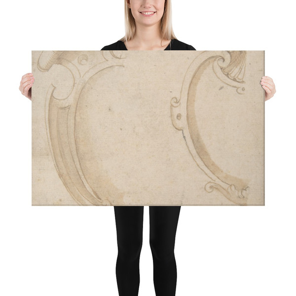 Design for Two Cartouches - Anonymous, French, 16th century - 16th century - Canvas Museum quality 7743110