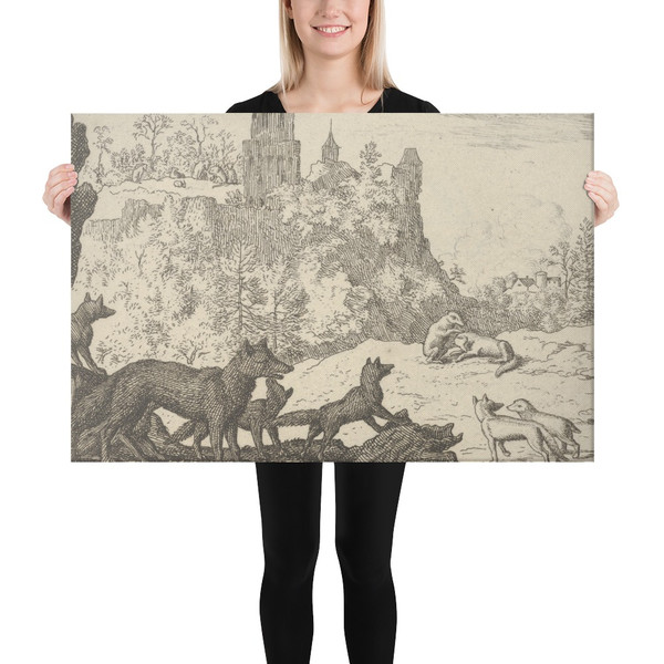 Renard Leaves with the badger from Hendrick van Alcmar's Renard The Fox - Allart van Everdingen - 1650–75 - Canvas Museum quality 7725077