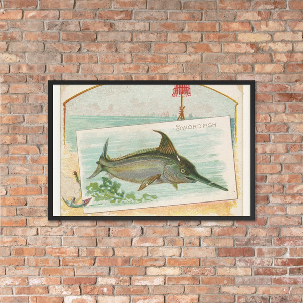 Swordfish, from Fish from American Waters series (N39) for Allen & Ginter Cigarettes - Allen & Ginter - 1889 - Matte Paper Framed Poster Museum quality 7742452