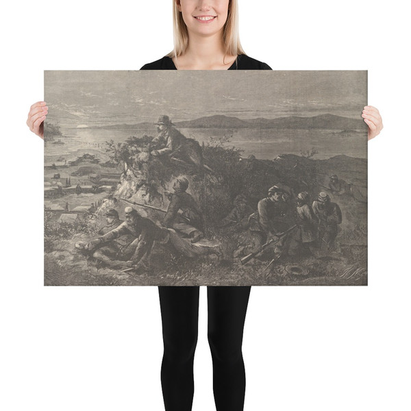 A Night Scout in the Southwest – Surprise of an Outpost, and Survey of the Rebel Guns (from Harper's Weekly) - Thomas Nast - April 4, 1863 - Canvas Museum quality 7740800