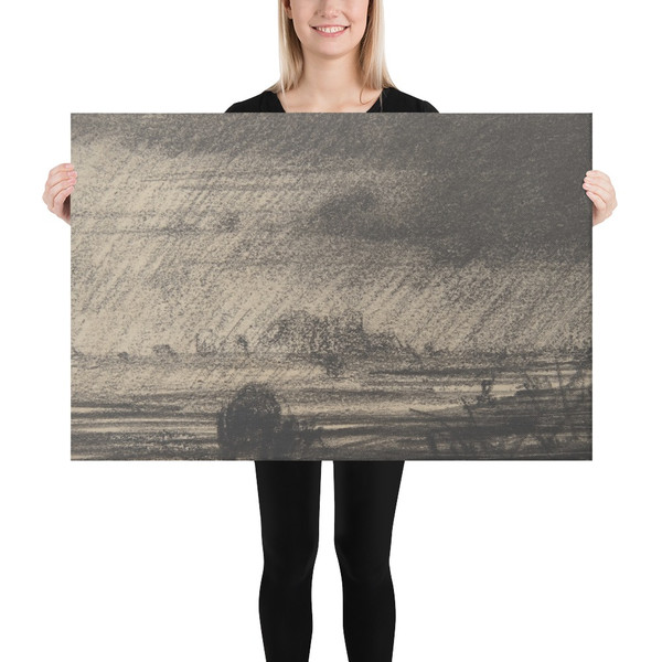 Landscape in a Storm - Charles-François Daubigny - ca. 1860 - Canvas Museum quality 7743853