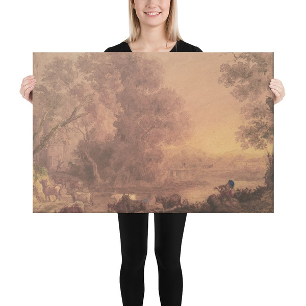 Arcadian Landscape - George Barret, the younger - 1820–42 - Canvas Museum quality 7745652