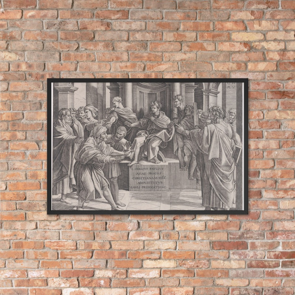 The Blinding of Elymas - Agostino Veneziano (Agostino dei Musi) - dated 1516 - Photo Paper Framed Poster Museum quality 7745162
