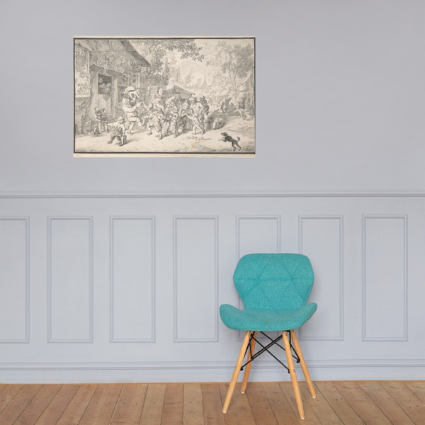 An Itinerant Peddler in a Village - Cornelis Dusart - 1693 - Photo Paper Poster Museum quality 7742260