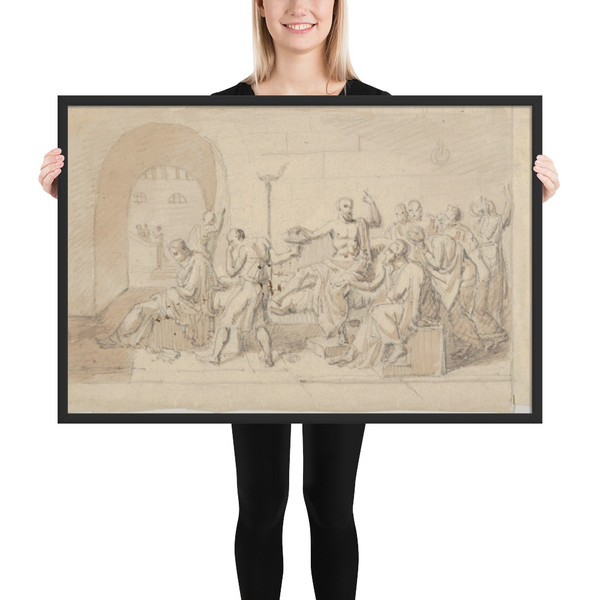 Copy after David’s Death of Socrates - Anonymous, French, 19th century - 19th century - Matte Paper Framed Poster Museum quality 7738936
