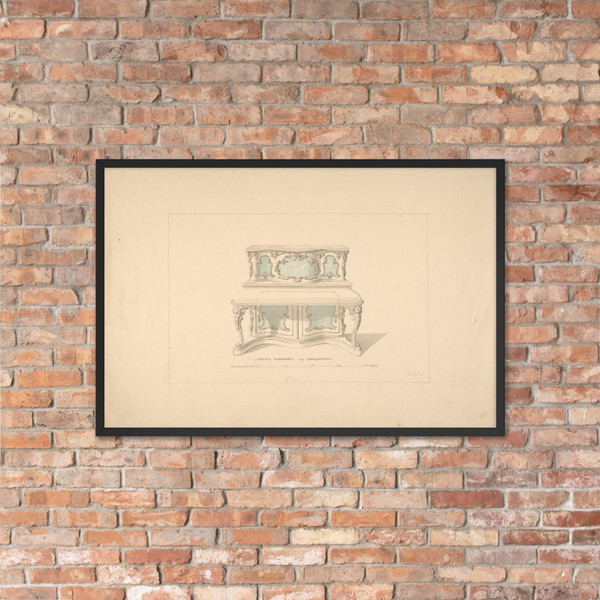 Design for Piccolo Pianoforte, Louis Quatorze Style - Robert William Hume - 1835–1900 - Photo Paper Framed Poster Museum quality 7724102