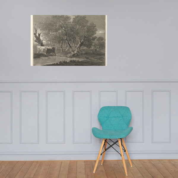 Wooded Landscape with Cows beside a Pool, Figures and Cottage - Thomas Gainsborough - 1775–80 - Paper Poster Museum quality 7742404