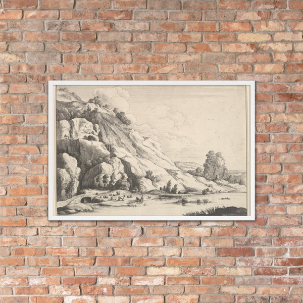 The stone bridge - Wenceslaus Hollar - 1649 - Photo Paper Framed Poster Museum quality 7739974