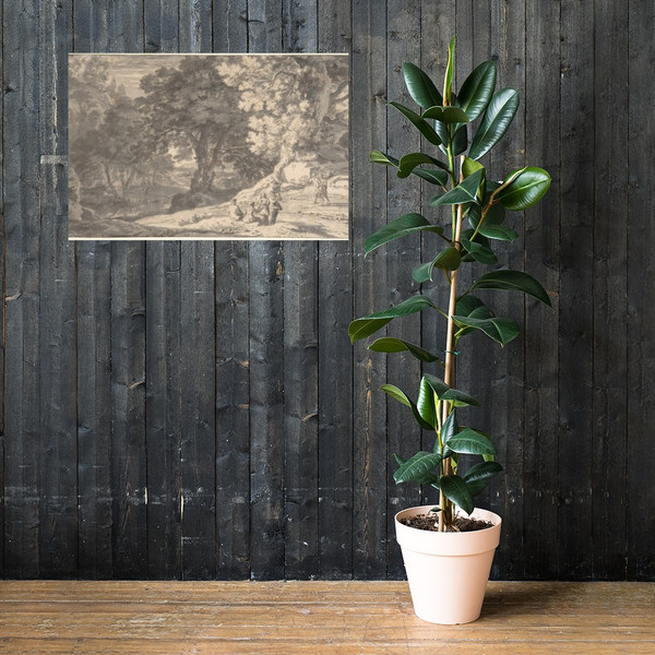 A Wooded Landscape with Travellers by the Roadside, a Stream beyond - Herman van Swanevelt - 17th century - Photo Paper Poster Museum quality 7742273