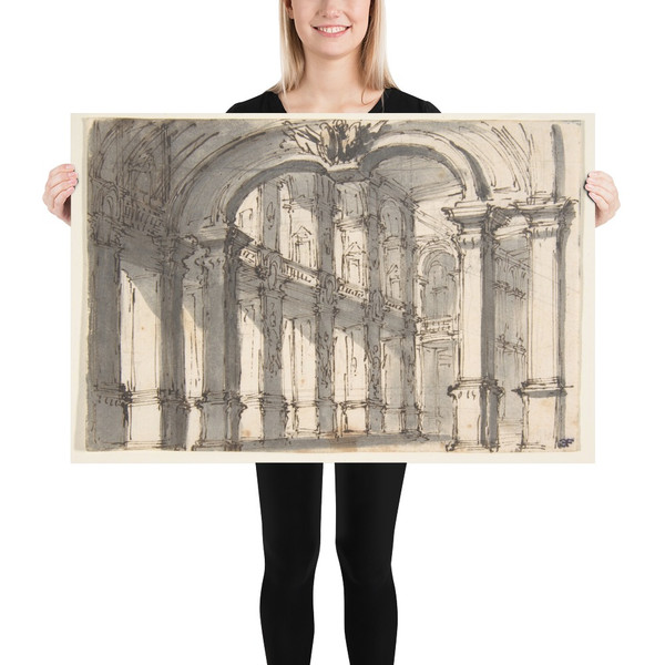 Design for Stage Set - Giovanni Battista Natali III - 1698–1765 - Paper Poster Museum quality 7747140