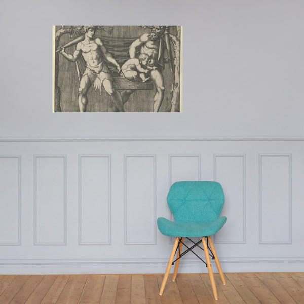 Two Fauns Carrying a Child - Marcantonio Raimondi - ca. 1513–15 - Photo Paper Poster Museum quality 7742671