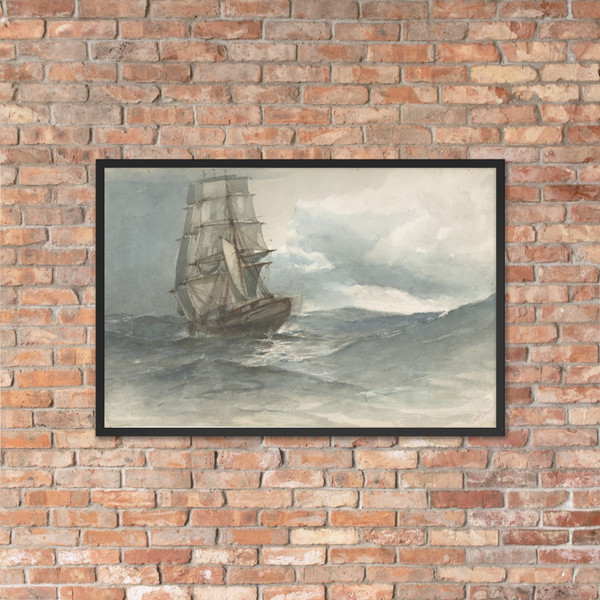 Ship at Sea - Albert Ernest Markes - late 19th century - Matte Paper Framed Poster Museum quality 7744634