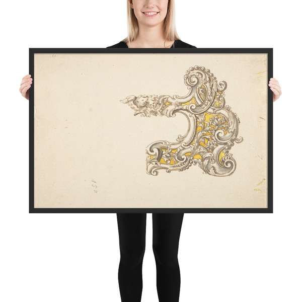 Half Rococo Cartouche with Cherubs - Anonymous, Italian, 18th century - 18th century - Matte Paper Framed Poster Museum quality 7742284