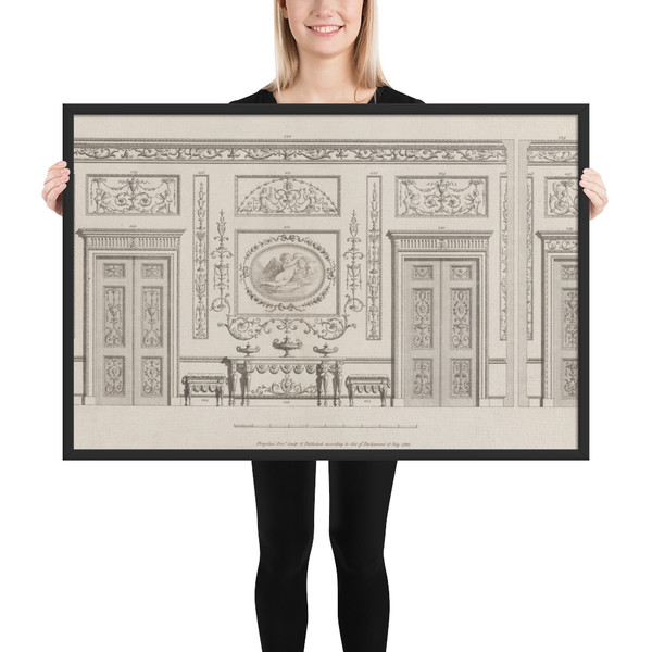 Interior Ornamented Wall with Doors, nos. 228–239 ("Designs for Various Ornaments," pl. 42) - Michelangelo Pergolesi - July 17, 1782 - Matte Paper Framed Poster Museum quality 7739232