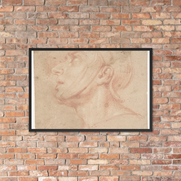 Head of a Man Wearing a Helmet, Looking to Upper Left (recto); Two Sketches, Arms and Hands (verso) - Francesco di Maria - 1623–90 - Photo Paper Framed Poster Museum quality 7744510